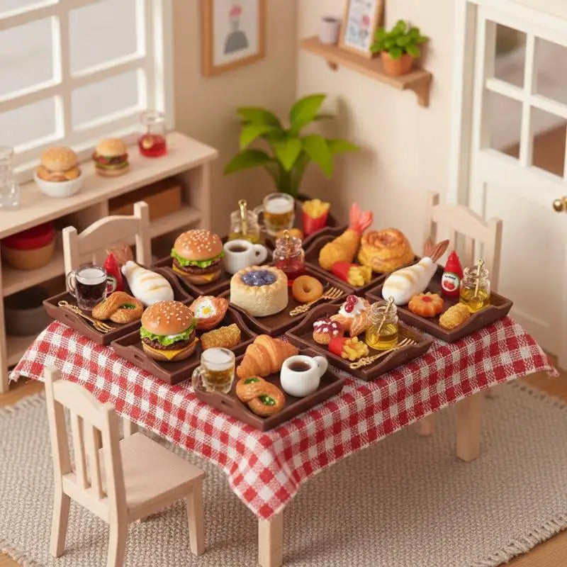 Miniature Fast Food Set 1:12 Scale Dollhouse Resin Props Dollhouse Accessory Set PLUSH