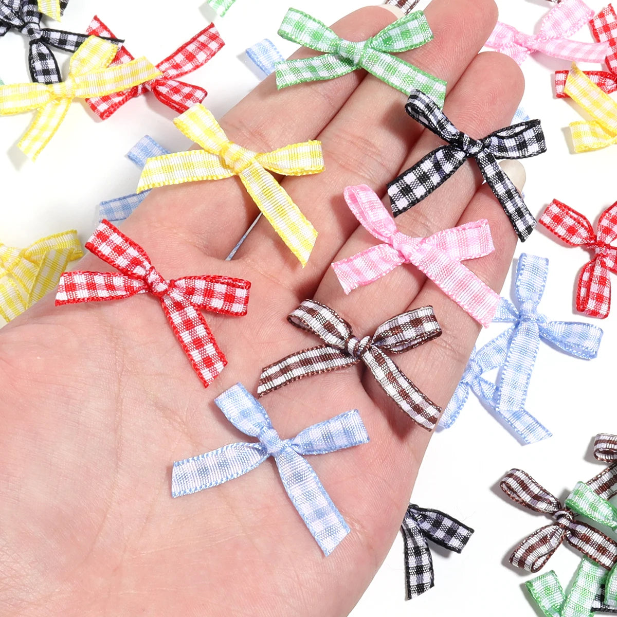 50pcs Scottish Checkered Ribbon Bows – DIY Jewelry & Crafts Ribbon Craft Bows PLUSH