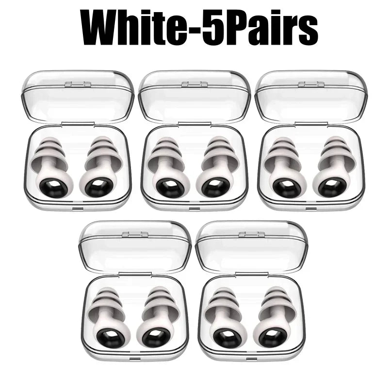 Silicone Earplugs Noise Reduction Soundproof Sleep Ear Plugs Noise Reduction Earplugs PLUSH White-5Pairs