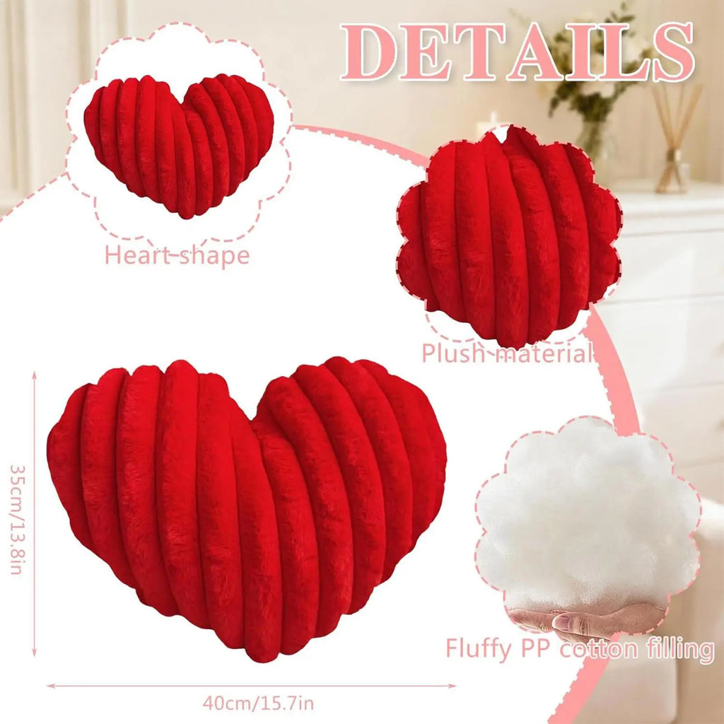 Heart-Shaped Plush Throw Pillow – Cute Sofa & Decor Cushion Plush Throw Pillow PLUSH