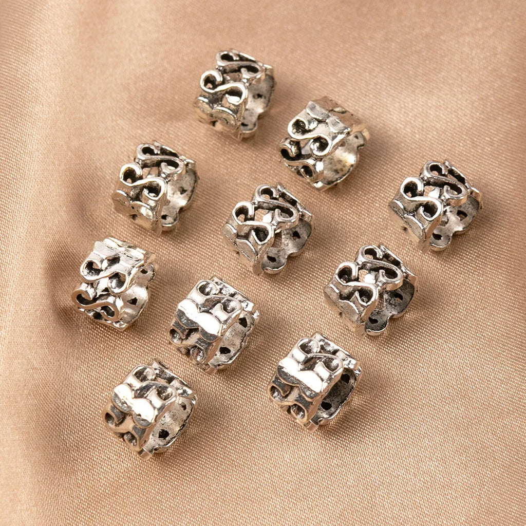 10pc Retro Gold Dreadlock Beads – Hair Braid Cuff Rings Hair Braid Beads PLUSH
