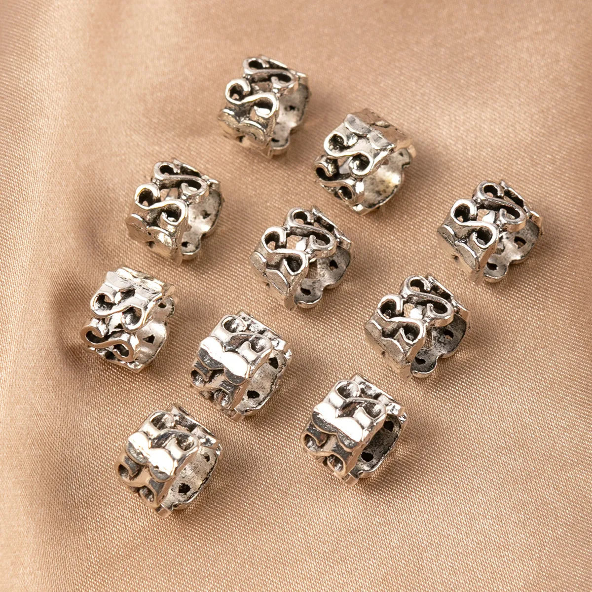 10pc Retro Gold Dreadlock Beads – Hair Braid Cuff Rings Hair Braid Beads PLUSH