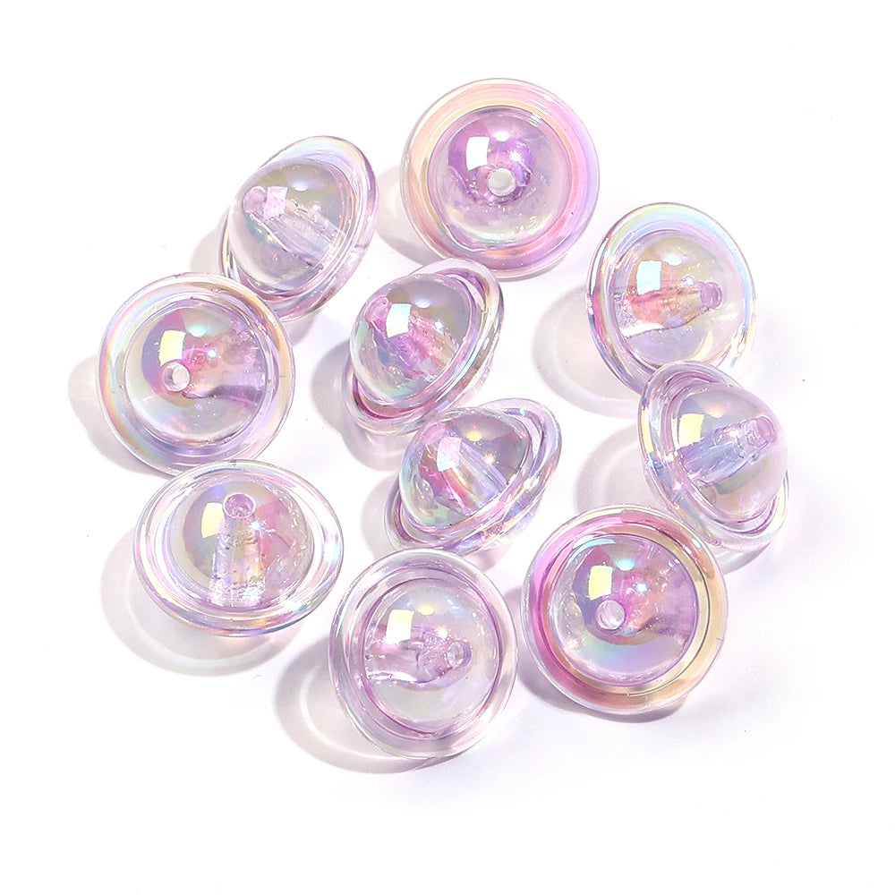 UFO Shape Color Plated Acrylic Spacer Beads 10pcs – DIY Jewelry Acrylic Spacer Beads PLUSH purple