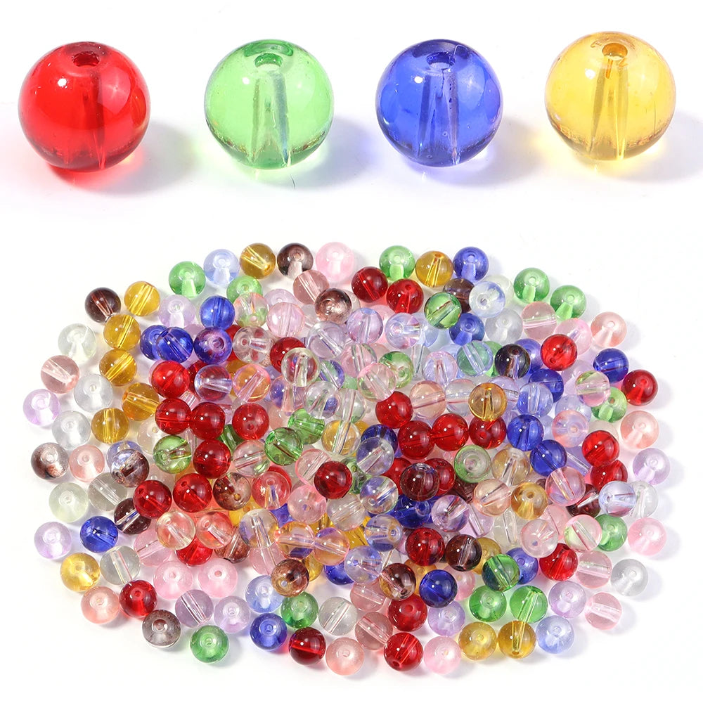 50pcs Colorful Round Glass Crystal Beads – DIY Jewelry Making Glass Craft Beads PLUSH