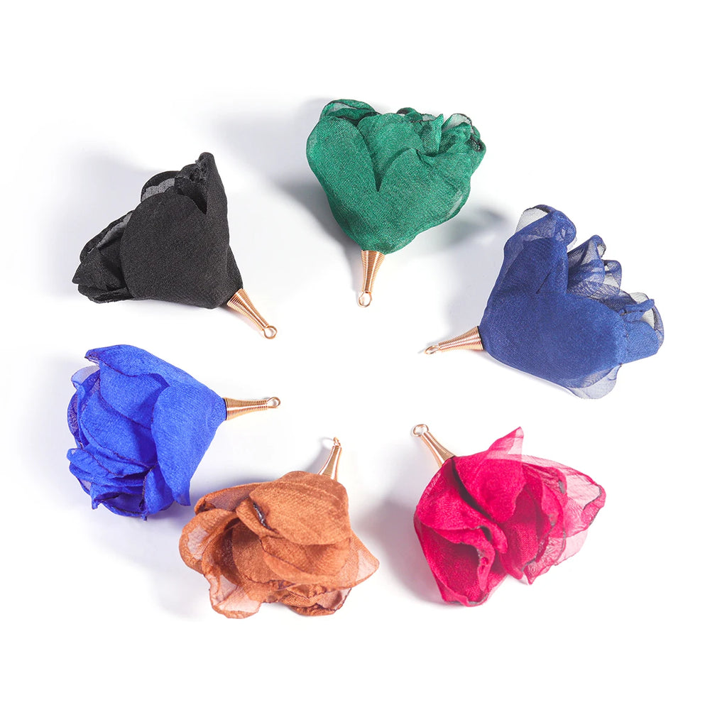 10pcs Chiffon Organza Flower Charms for DIY Earrings & Jewelry Jewelry Flower Charms PLUSH