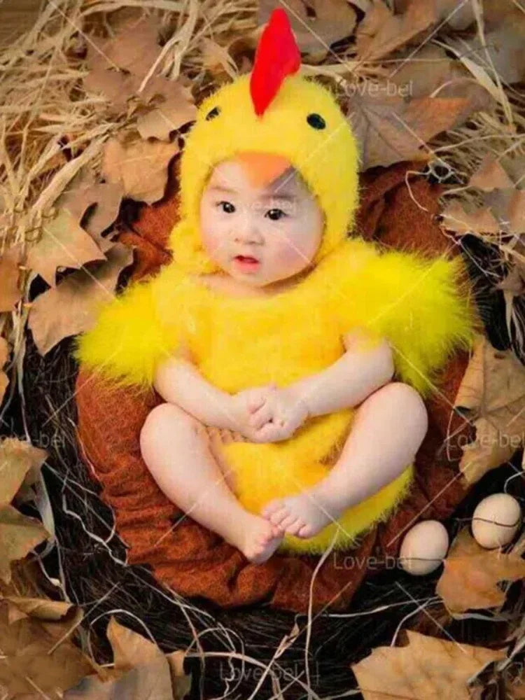 Baby Chicken Costume Photo Prop | 0–12 Month Studio Outfit Baby Photo Costume PLUSH yellow ONE SIZE