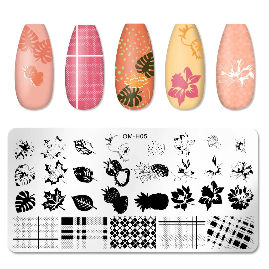 Nail Stamping Plates – Nature Animal Floral Designs 12×6cm Nail Stamping Plate PLUSH 05
