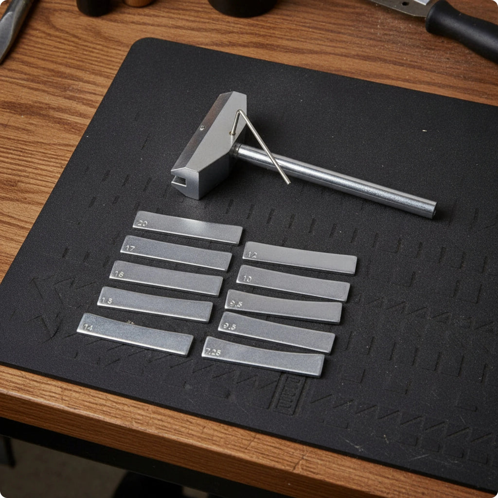 Manual Fret Press with 9 Radius Inserts | Luthier Tool Luthier Fret Press PLUSH Silv Clamp-silv