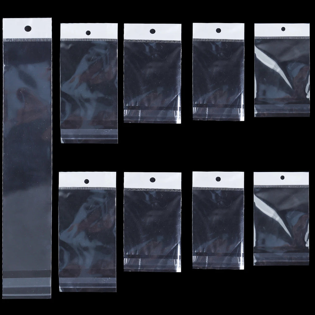 50pcs Clear OPP Self-Adhesive Bags with Hang Hole – Jewelry Pouches Jewelry Packaging Bags PLUSH