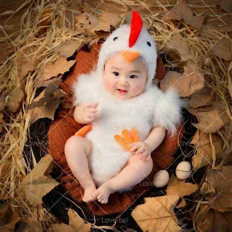 Baby Chicken Costume Photo Prop | 0–12 Month Studio Outfit Baby Photo Costume PLUSH