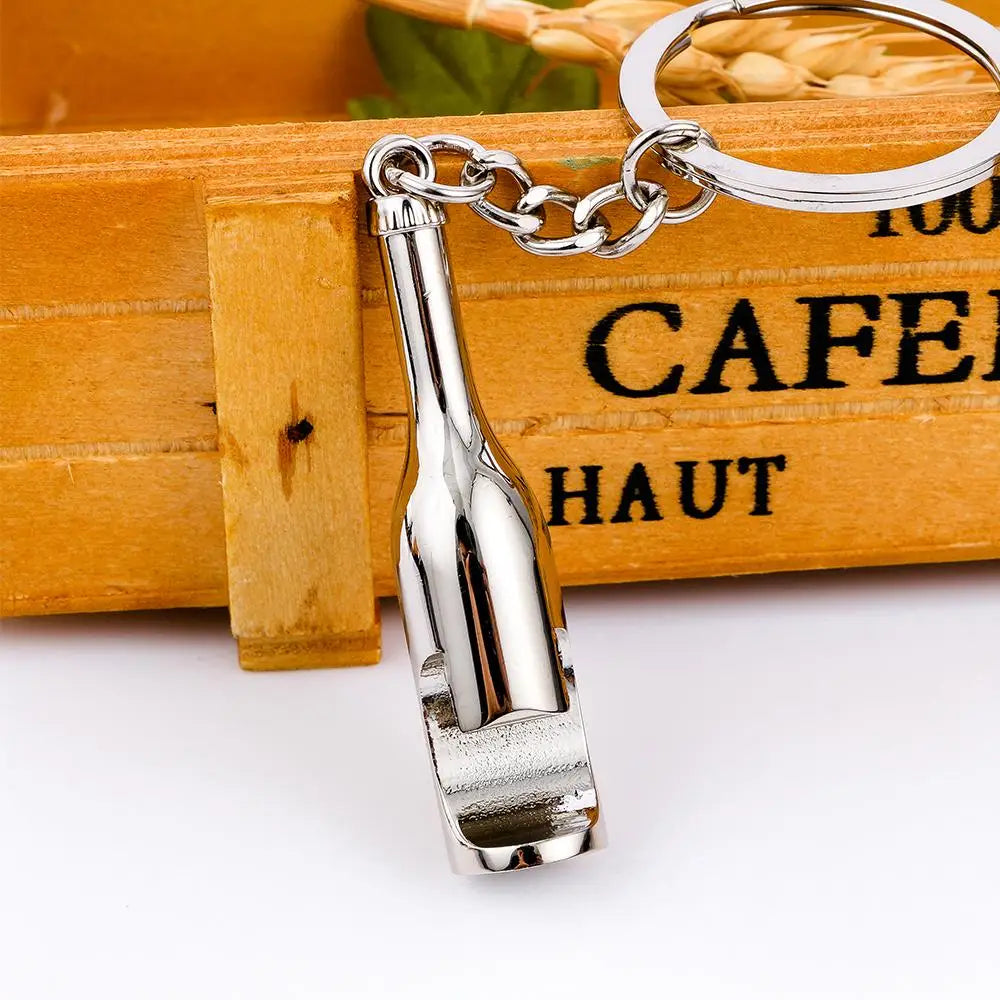 Wine Bottle Shaped Bottle Opener Keychain – Metal Travel Bottle Opener Keychain PLUSH