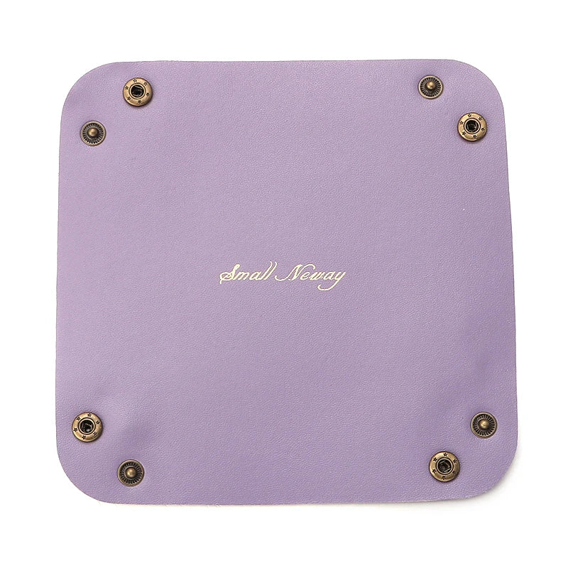 PU Leather Foldable Desktop Tray Organizer for Jewelry & Keys Foldable Desk Organizer PLUSH Purple
