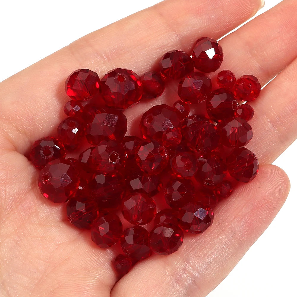 Red Faceted Glass Rondelle Spacer Beads 50-200pcs | DIY Jewelry Glass Spacer Beads PLUSH