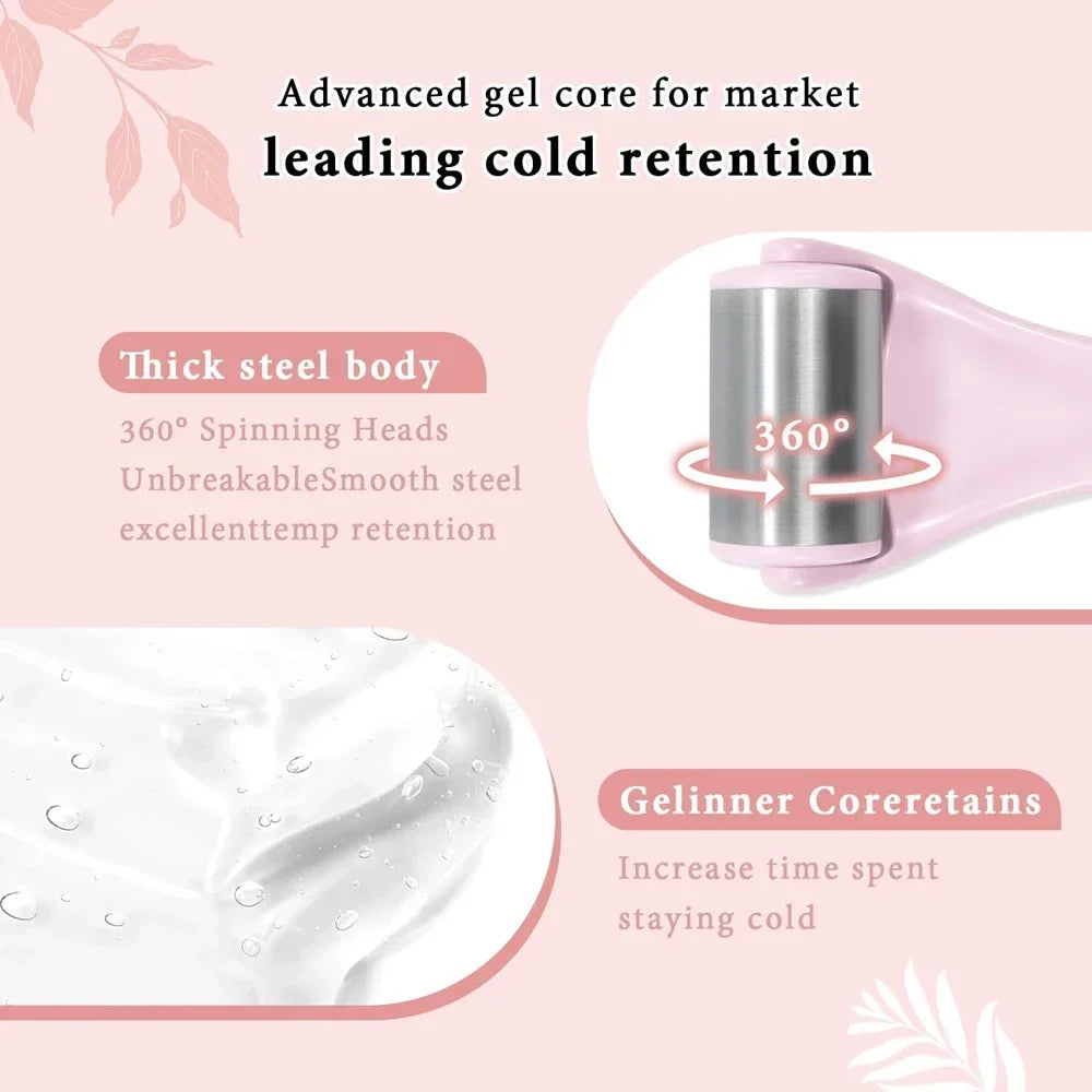 Stainless Steel Ice Roller Facial Massager – Face & Eye Tool Facial Massage Roller PLUSH