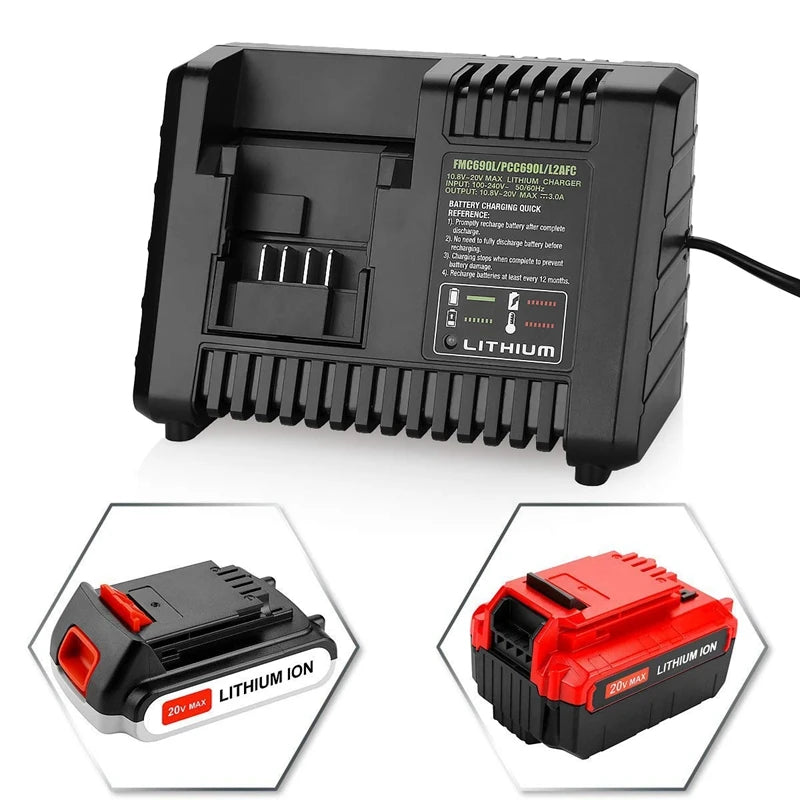 20V Max Replacement Charger – Black+Decker & Porter-Cable Battery Charger PLUSH