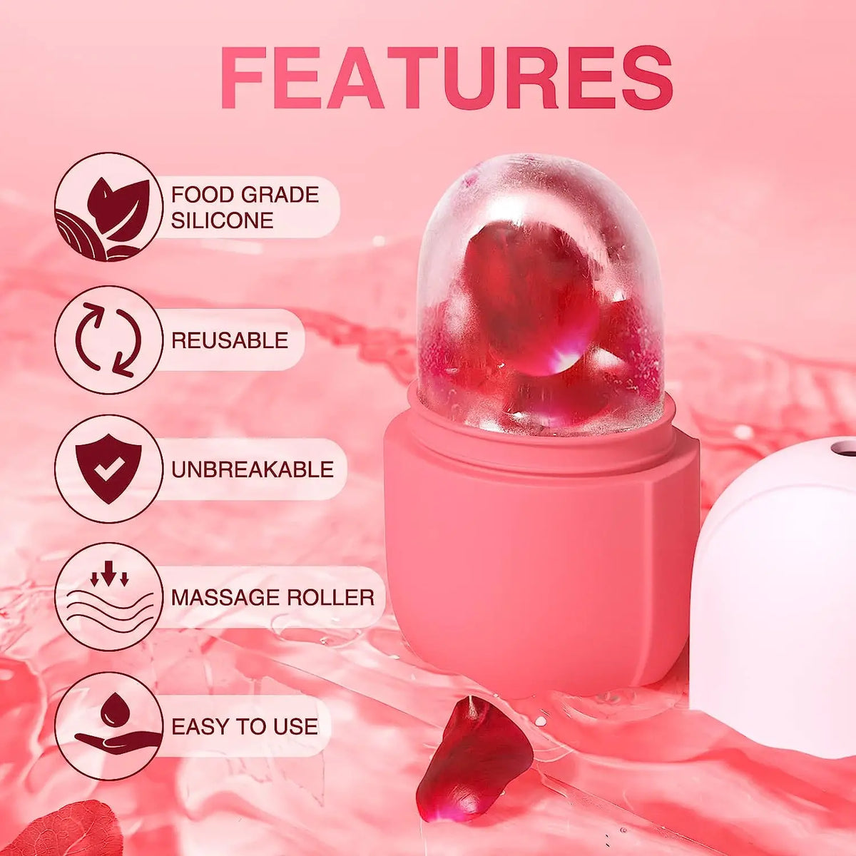 Silicone Ice Roller for Face & Eyes – Cooling Gua Sha Massager Facial Ice Roller PLUSH