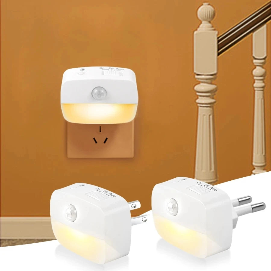 Motion Sensor LED Night Light – 3 Colors, Dimmable Plug-In LED Night Light PLUSH