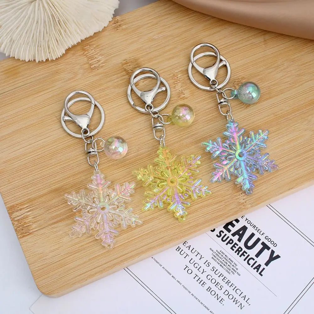 Transparent Snowflake Acrylic Keychain – Colorful Laser Pendant Acrylic Keychain PLUSH