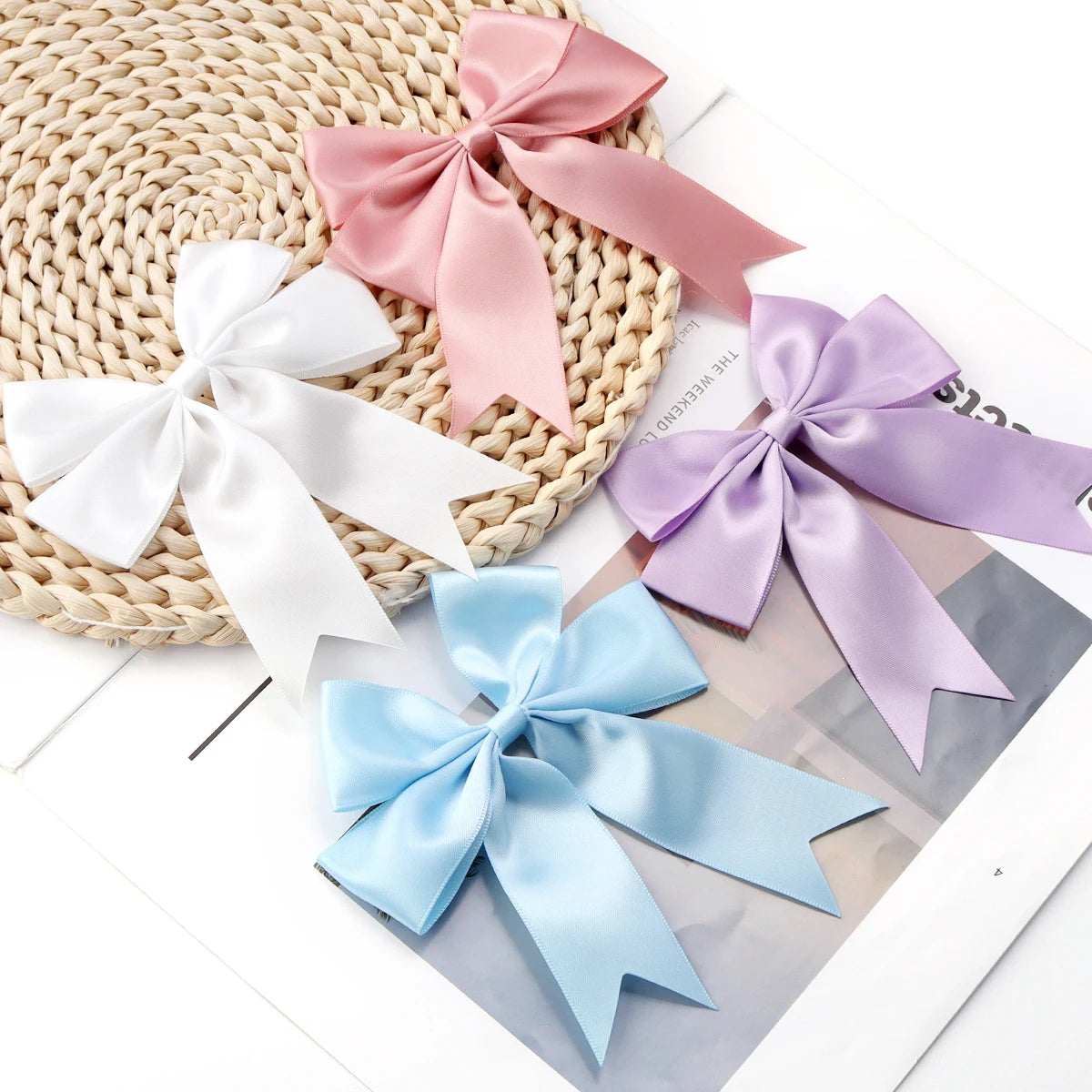 4pcs Satin Swallowtail Bows – DIY Jewelry & Hair Accessories Craft Bow Embellishments PLUSH