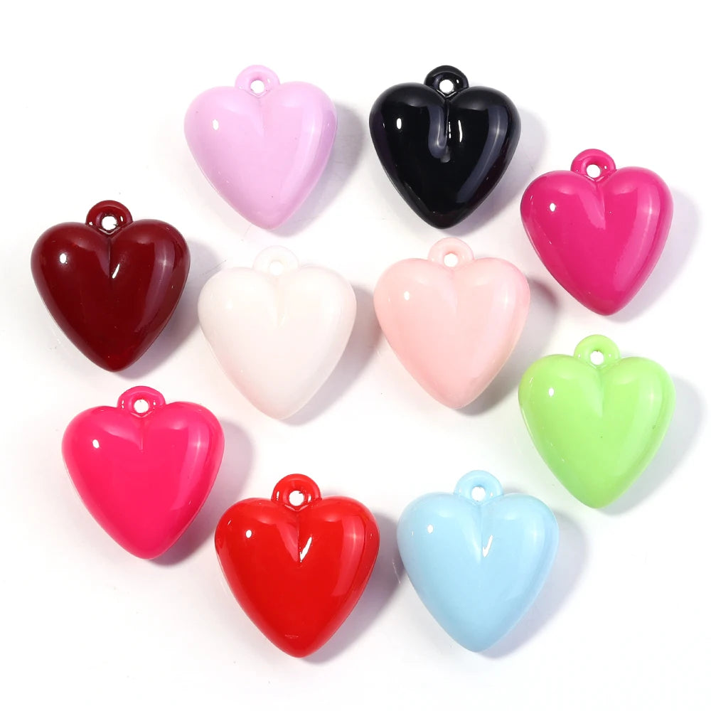 5pcs Colorful Acrylic Heart Charms Pendants 32x35mm DIY Jewelry Jewelry Charms PLUSH Mixed