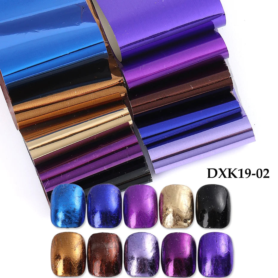 Matte Metallic Nail Foil Wraps 10-Pack – Gold Silver Starry Sky Nail Foil Wraps PLUSH DXK19-02