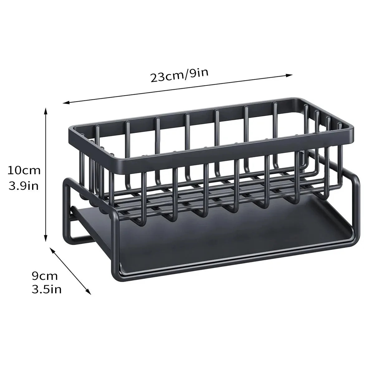 Sink Drain Rack Sponge & Soap Holder Kitchen Organizer Sink Organizer Rack PLUSH Black