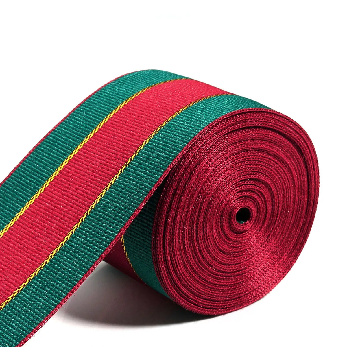 Red Green Stripe Christmas Ribbon 5-10 Yards | DIY Gift Wrap Craft Ribbon PLUSH Type B 3.8cmx5yards roll