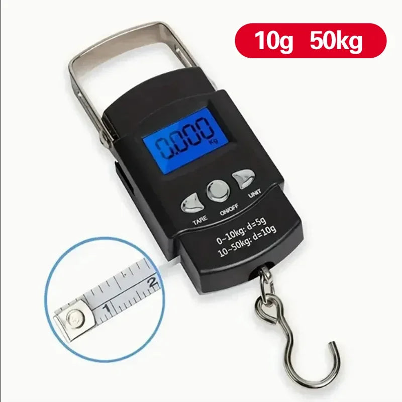 50kg Digital Hanging Scale LCD with 100cm Measuring Tape Digital Hanging Scale PLUSH 10g 50kg