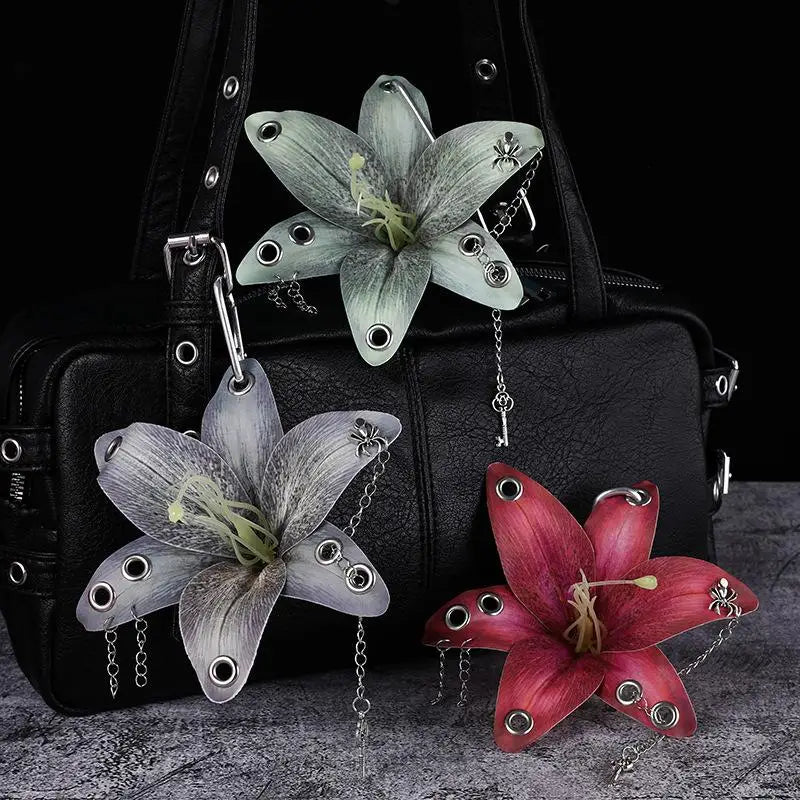 Lily Simulation Flower Keychain Pendant & Backpack Charm Flower Keychain Charm PLUSH