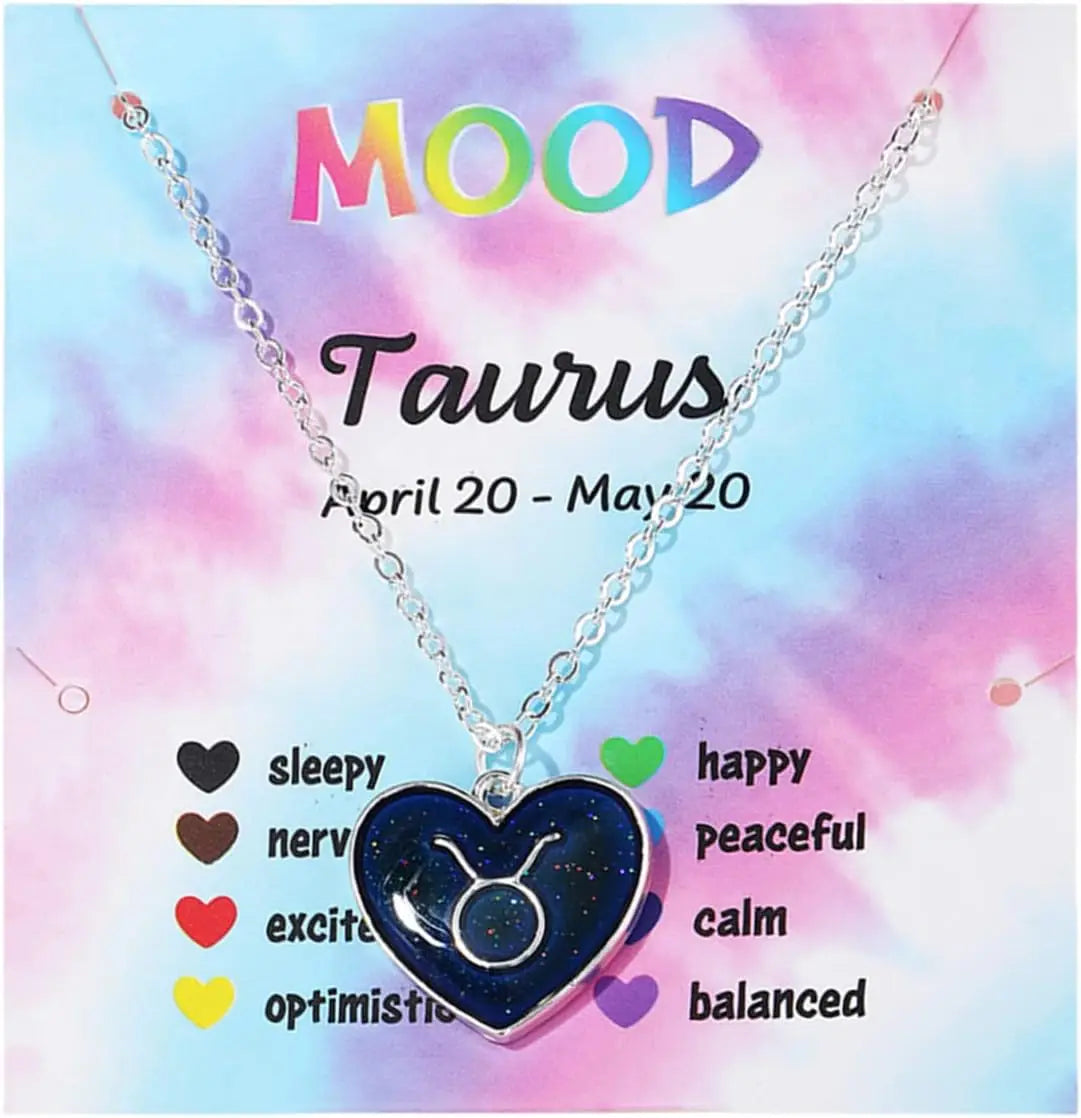 Zodiac Constellation Mood Necklace – Color Changing Pendant Pendant Necklace PLUSH Taurus
