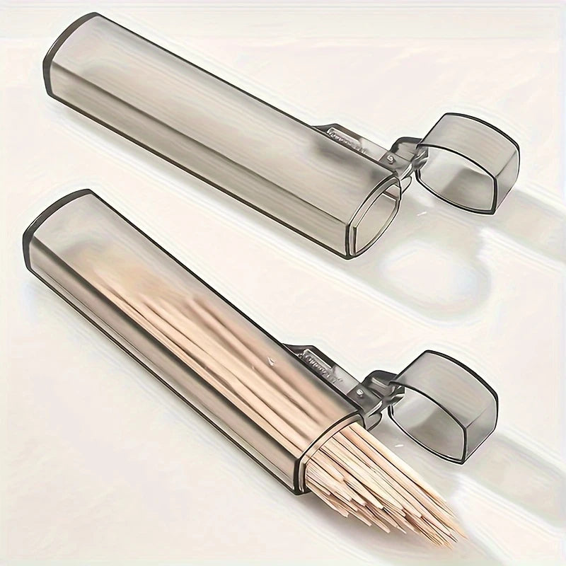 Portable Transparent Toothpick & Cotton Swab Travel Box Travel Storage Organizer PLUSH