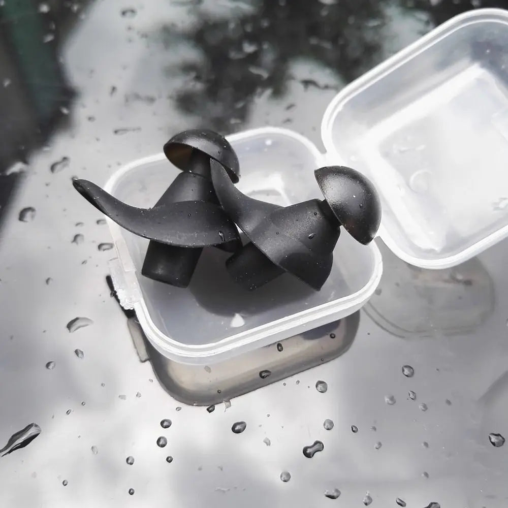 Silicone Waterproof Swim Earplugs for Sleep & Water Sports Swim Earplugs PLUSH black-with case