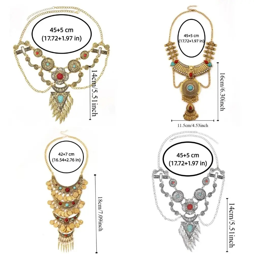 Vintage Bohemian Tassel Necklace – Ethnic Stone & Tibetan Beads Pendant Tassel Necklace PLUSH