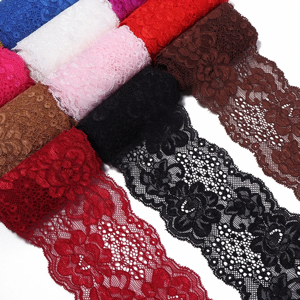 2 Yards 8cm Elastic Floral Lace Trim – DIY Sewing & Hairband Elastic Lace Trim PLUSH