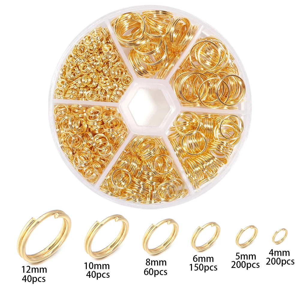 Metal Jump Rings Double Loop Split Ring Connectors – 6 Sizes Jewelry Findings PLUSH gold