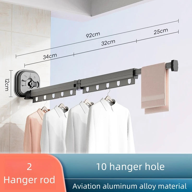 Wall-Mounted Folding Clothes Drying Rack | Retractable Aluminum Clothes Drying Rack PLUSH Drying Racks H2
