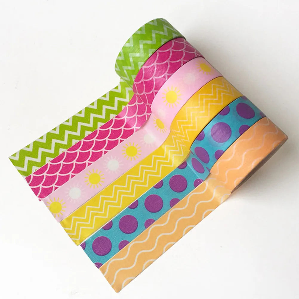 6-Roll Rainbow Washi Tape Set – Residue-Free DIY Craft Tape Decorative Washi Tape PLUSH