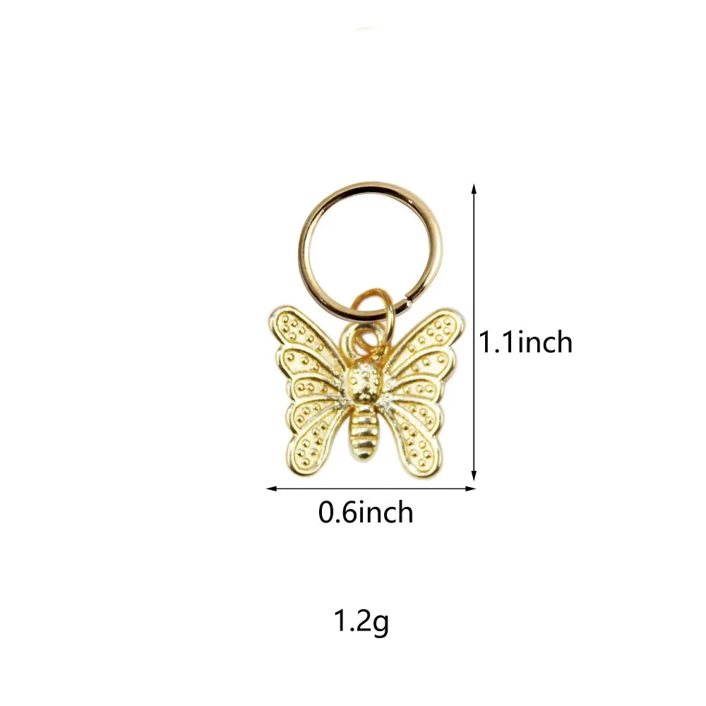 Golden Butterfly Dreadlock Beads Hair Rings – 10pcs Set Dreadlock Hair Beads PLUSH