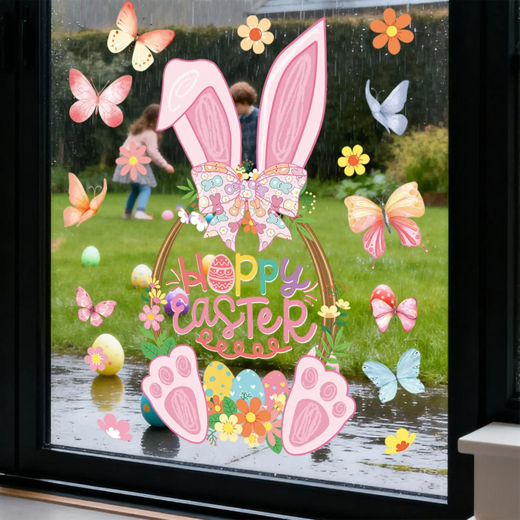 Easter Window Clings – Bunny, Eggs & Carrot Glass Stickers Window Clings PLUSH