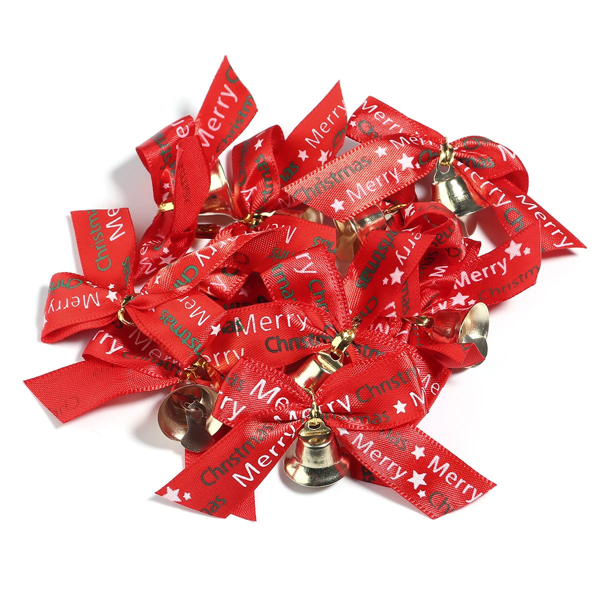 10pcs Christmas Bowknot Bell Bows – DIY Jewelry & Tree Decor Craft Bow Ornaments PLUSH Red 03 as show