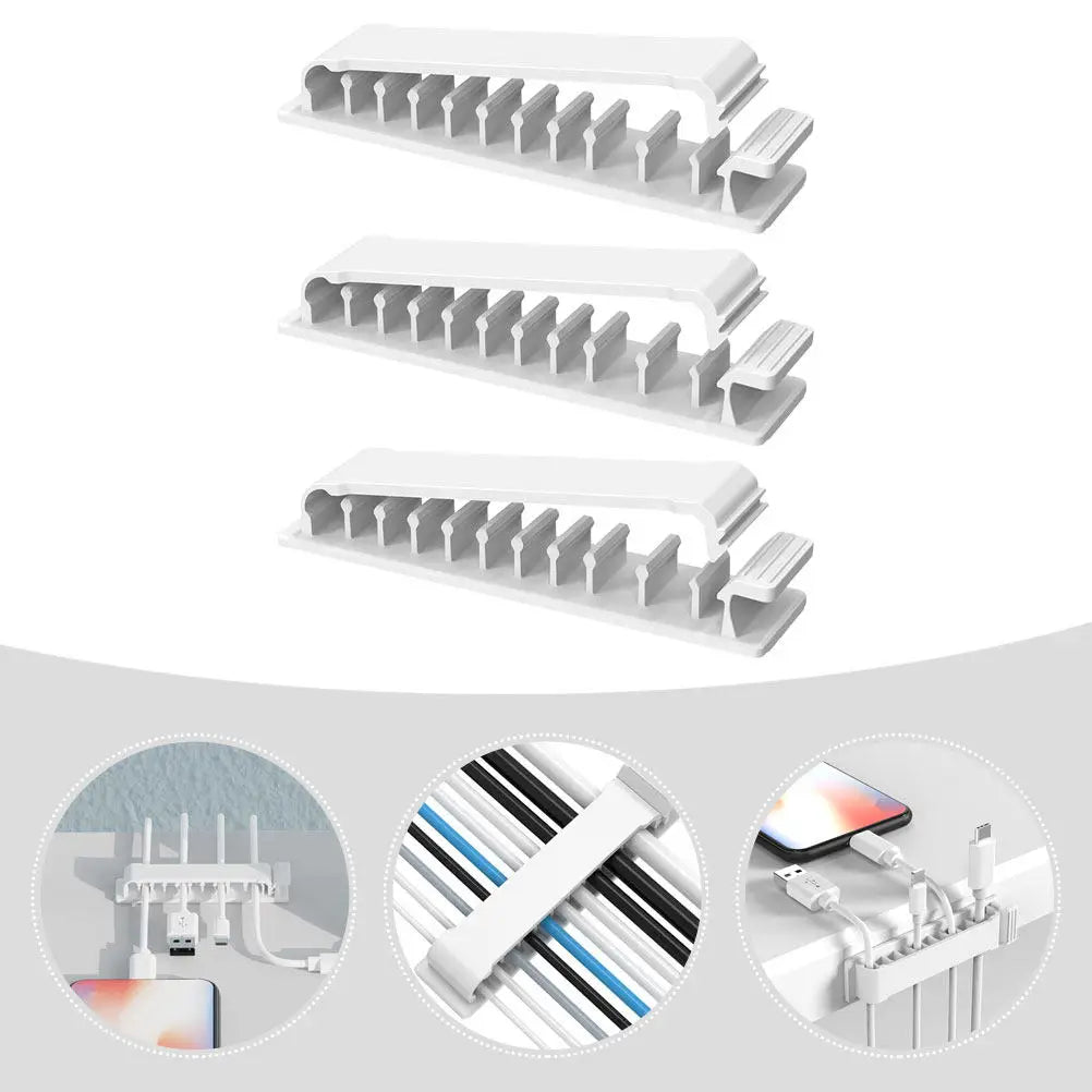 Foxnovo 3pc Adhesive 10-Slot Cable Organizer Cord Clips Cable Organizer Clips PLUSH