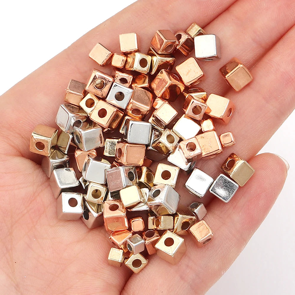 200pcs CCB Square Spacer Beads Gold Silver Rose Gold DIY Jewelry Jewelry Spacer Beads PLUSH