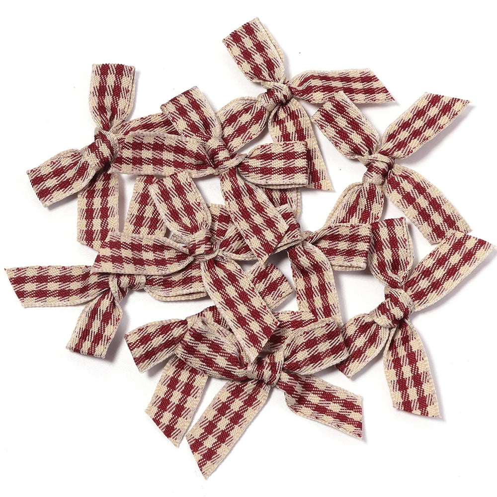 20pcs Plaid Ribbon Bows – DIY Hair Clips & Jewelry Crafts Ribbon Bow Embellishments PLUSH 07