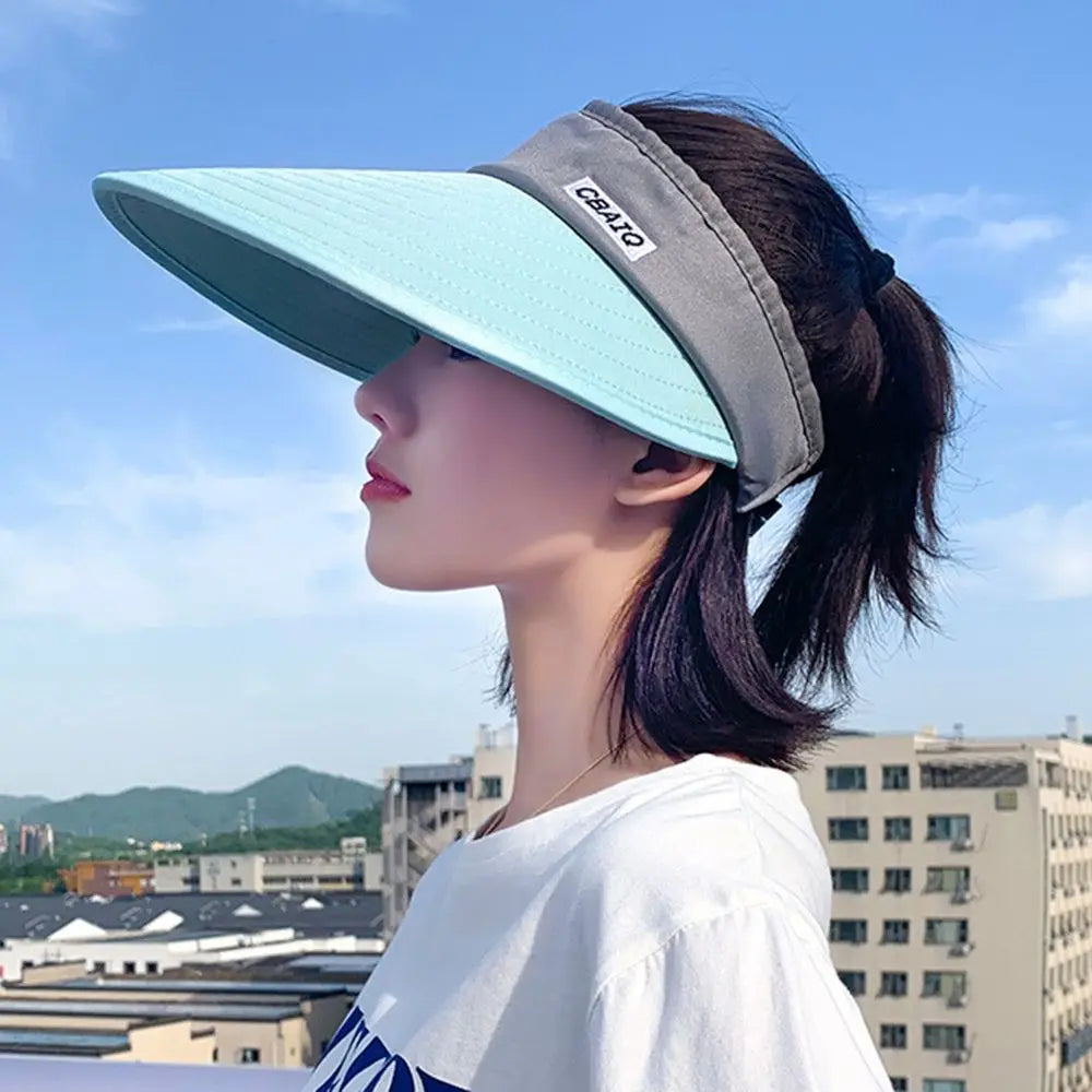 Women's Wide Brim Open-Top Sun Visor Beach Cap Sun Visor Hat PLUSH -3 XS（old）
