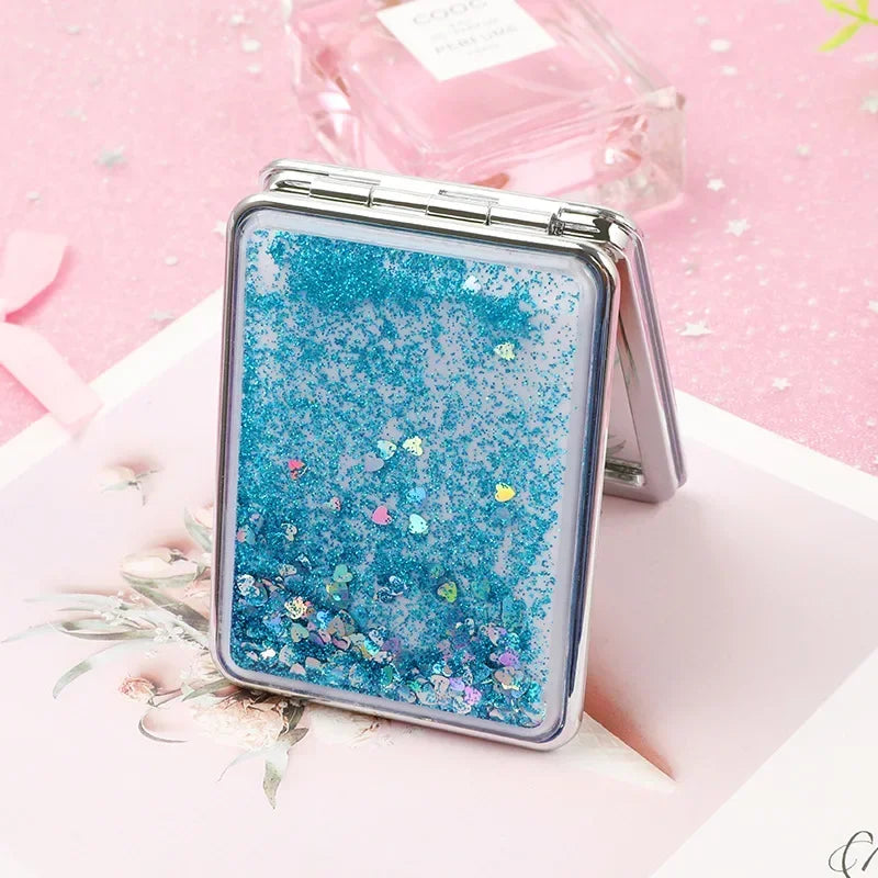 Folding Double-Sided Compact Makeup Mirror – Sparkling Sand Pink Compact Makeup Mirror PLUSH 4
