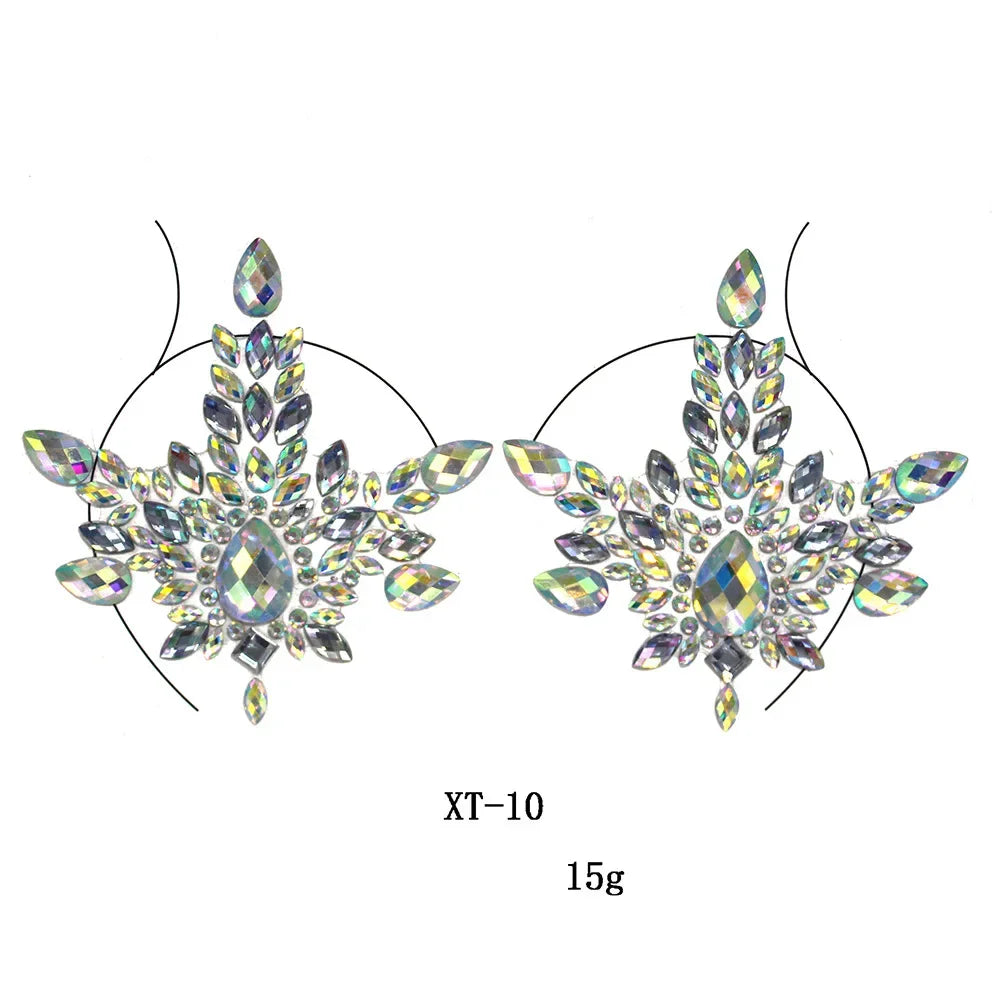 Crystal Rhinestone Body & Face Jewel Stickers – Temporary Tattoo Body Jewel Stickers PLUSH XT-10
