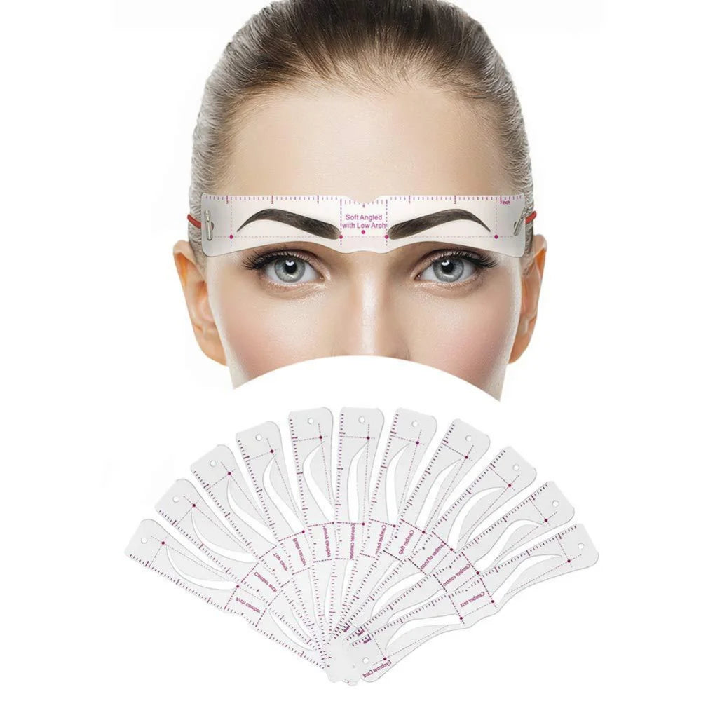 Reusable Eyebrow Stencil Set – 12 Shape 3D Brow Template Kit Eyebrow Stencil Kit PLUSH