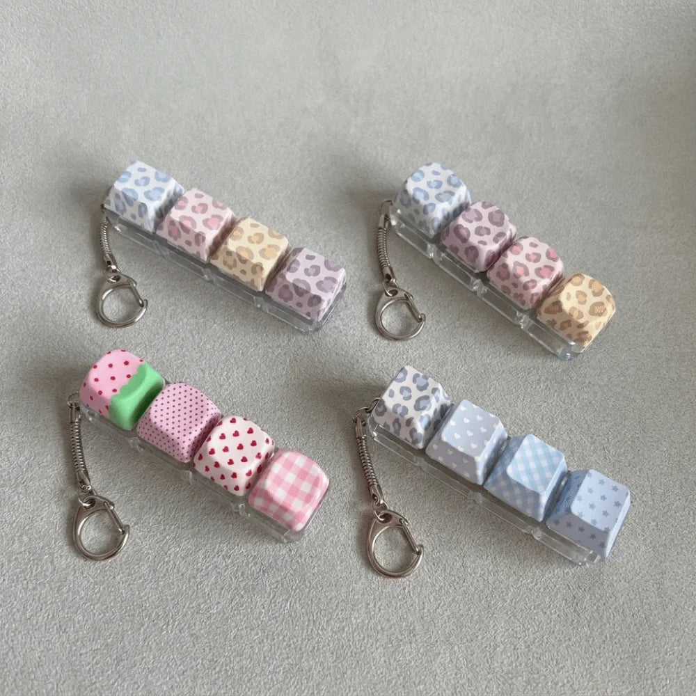 PBT 4-Key Fidget Keychain LED Click Sound Snake Chain Fidget Keychain PLUSH
