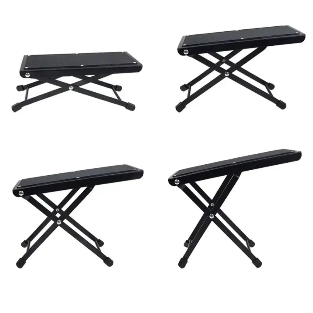Adjustable Guitar Footrest – 4-Height Folding Metal Footstool Guitar Footrest PLUSH