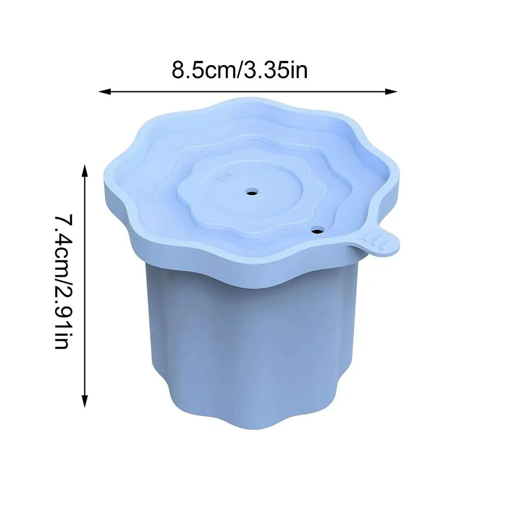 Silicone Cylinder Ice Mold with Lid – Cocktail & Whiskey Ice Maker Silicone Ice Mold PLUSH Blue
